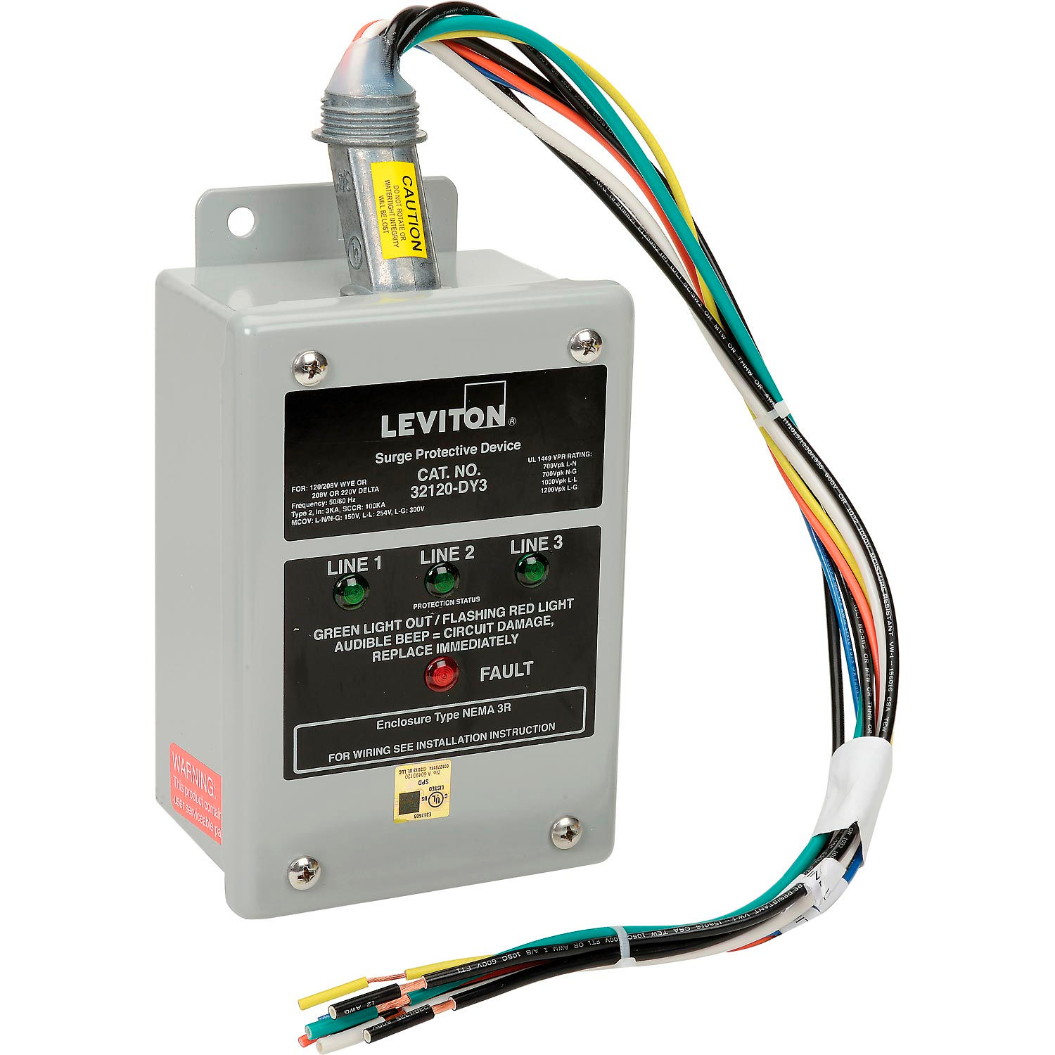 Power Protection Surge Protection, Hard Wired Leviton 32120DY3 3