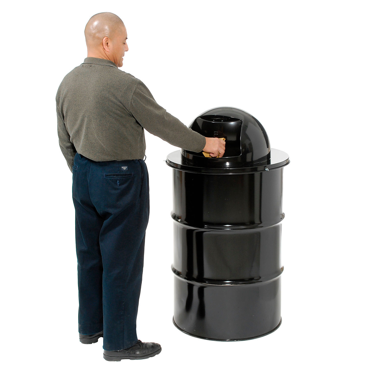 Drum & Barrel Covers & Tops Rubbermaid® FG1855BK Steel 55 Gallon