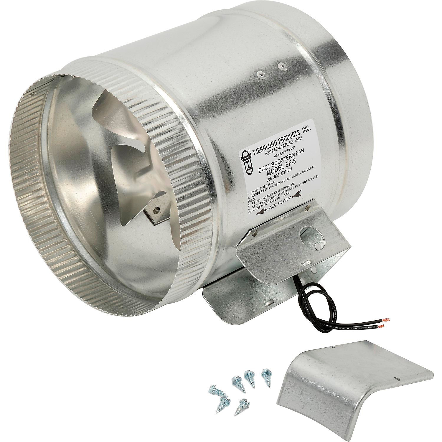 Exhaust Fans & Ventilation Inline Duct Fans Tjernlund EF8 Duct Booster Fan For 8 Inch