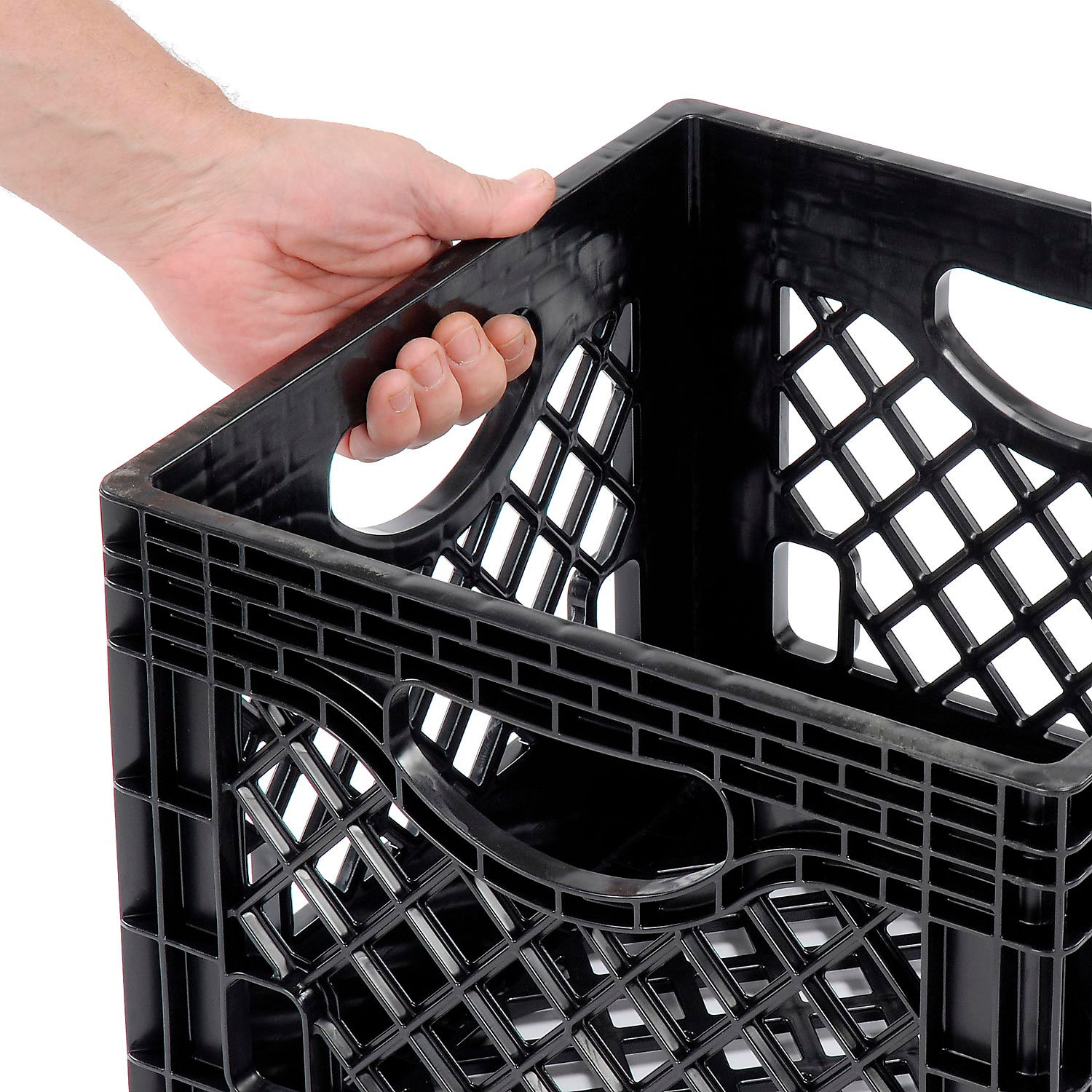 Bins, Totes & Containers ContainersStacking Dairy Milk Crate, 13"L X 13"W X 11"H, Black