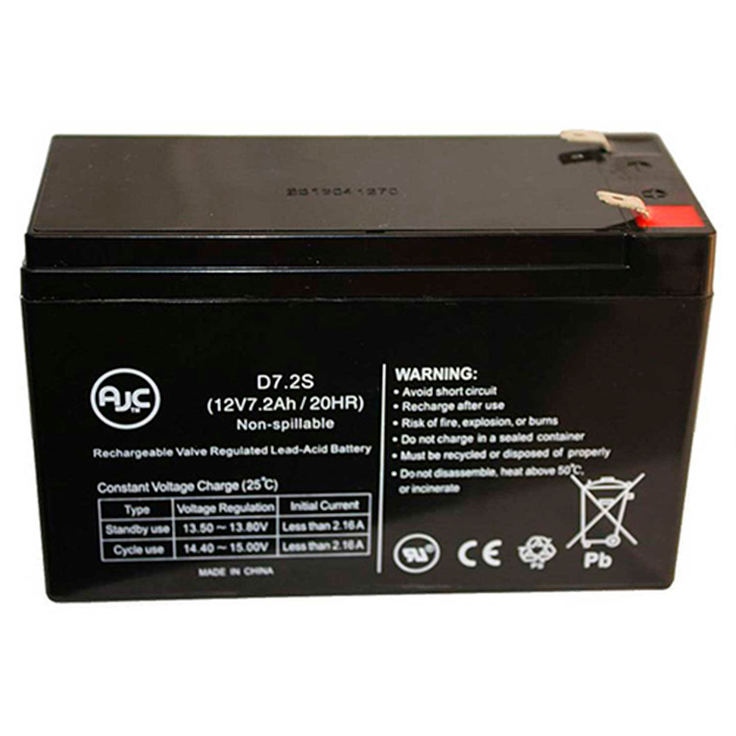 Portalac PX12072-HG 12V 7Ah Sealed Lead Acid Battery This is an AJC Brand Replacement