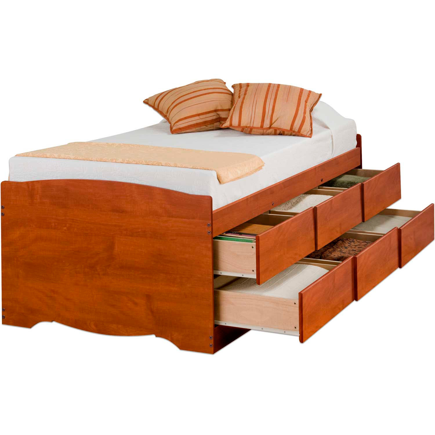 Bedroom Furniture Prepac Manufacturing Cherry Twin Captain S Platform Storage Bed With 6 Drawers 0 Reviews Item Wbb1916952 563 00 Each