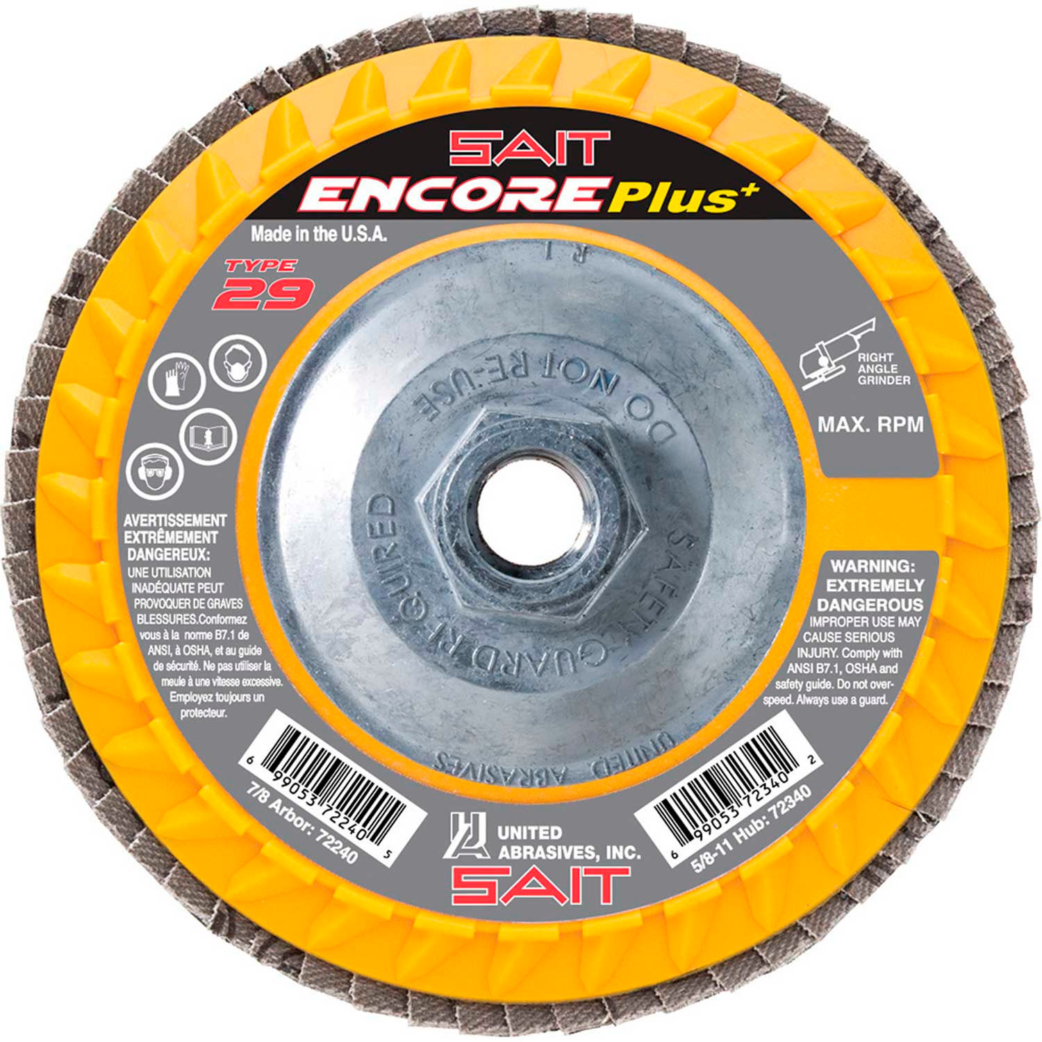 100 Grit 5 Lot of Premium Zirconia Flap Disc 7/"x7//8/"