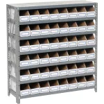 Global Industrial 7 Shelf Steel Shelving with (36) 4 H Plastic Shelf Bins,  Yellow, 36x12x39