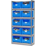 Global Industrial 7 Shelf Steel Shelving with (48) 4 H Plastic Shelf Bins,  Blue, 36x12x39