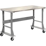 Global Industrial™ Mobile Fixed Height Flared Leg Stainless Top Workbenches