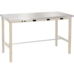Global Industrial™ Heavy Duty Adjustable Height Stainless Steel Top Workbenches with Power