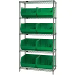 Quantum Storage Systems Chrome Wire Shelving with Oversized Stacking Bins