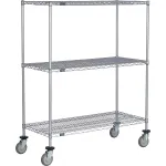 Nexel® Black & Silver Epoxy Extra Deep Wire Shelf Trucks with Locking Casters