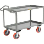 Steel Tray Shelf Stock & Utility Carts with Ergonomic Handle