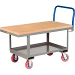 Fixed Height Wood Deck Platform Trucks with Lower Shelf