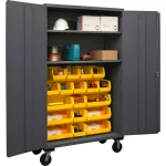 Global Industrial™ Bin Cabinet Deep Door 96 YL Bin, Shelves, 16 Ga  Unassembled Cabinet 38x24x72