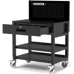 Luxor Mobile Adjustable Height Workbenches with Power & Pegboard Panel