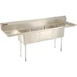 Freestanding Three Compartment Stainless Steel Sinks With Two Drainboards