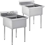 Freestanding One Compartment Stainless Steel Sinks No Drainboards
