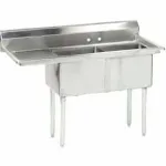 Freestanding Two Compartment Sinks With Left Drainboards