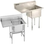 Freestanding One Compartment Left Drainboard Stainless Steel Sinks