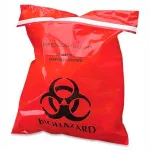 Red Stick-On Biohazard Waste Bags