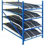 UNEX Gravity Flow Roller Racks with Wheel Beds
