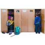 Wood Preschool Lockers with Doors