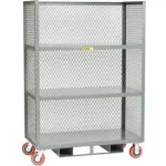 3 Side Forkliftable Steel Mesh Panel Shelf Trucks