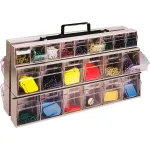 Quantum Storage - 4 Compartment White Small Parts Tip Out Stacking Bin  Organizer - 48518559 - MSC Industrial Supply