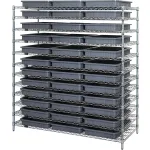 Quantum® Storage Systems Chrome Wire Shelving with Dividable Grid Containers