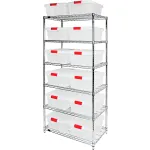 Quantum® Storage Systems Chrome Wire Shelving with Latch Containers