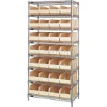 Quantum Storage Systems Chrome Wire Shelving with Stacking Shelf Bins