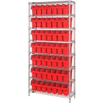 Quantum Storage Systems Chrome Wire Shelving with Store-Max Shelf Bins