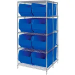 Quantum® Storage Systems Chrome Wire Shelving with RackBin Containers