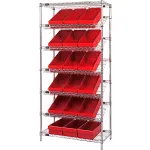Quantum® Storage Systems Chrome Slant Shelving with Super Tuff Euro Drawers