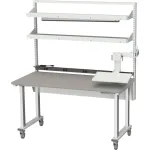 Treston Mobile Electric Height Adjustable Workbenches With Power, Shelf, & Mounting Arms