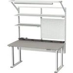Treston Electric Height Adjustable Workbenches With Power, Shelf, & Mounting Arms
