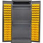 Heavy Duty Configurable Wardrobe Bin Cabinet with Solid Doors