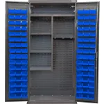 Heavy Duty Configurable Janitorial Bin Cabinet with Solid Doors