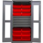 Heavy Duty Configurable Clear View Bin Cabinets with Drawers