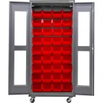 Heavy Duty Configurable Clear View Mobile Bin Cabinets with Power