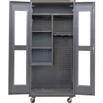 Heavy Duty Configurable Mobile Clear View Janitorial Cabinets with Power