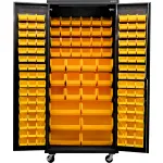 Global Industrial Configurable Mobile Bin Cabinets with Power & Electronic Lock