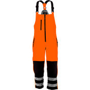 RefrigiWear HiVis Insulated Softshell High Bib, Black/Orange, -10°F Comfort Rating, 4XL