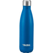 Global Industrial® Double Wall Stainless Water Bottle, Blue, 17 Oz. - 24/Case