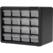 Akro-Mils Plastic Drawer Parts Cabinet 10116 - 10-1/2&quot;W x 6-3/8&quot;D x 8-1/2&quot;H, Black, 16 Drawers