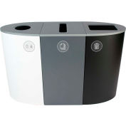 Busch Systems Spectrum Triple - Cans & Bottles/Paper/Waste, 68 Gallon - White/Gray/Black - 101194
