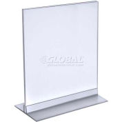 Global Approved 102714 Vertical/Horizontal Acrylic T-Stripe Sign Holder, 8.5" x 11"