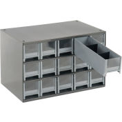 Akro-Mils Steel Small Parts Storage Cabinet 19715 - 17"W x 11"D x 11"H w/ 15 Gray Drawers