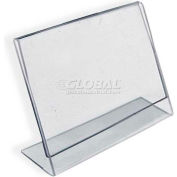 Global Approved 112742 Horizontal Slanted L-Shaped Acrylic Sign Holder, 3" x 2"