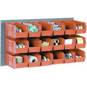 Global Industrial Wall Bin Rack Panel 36 x19 - 32 Red 4-1/8x7-1/2x3 Stacking Bins