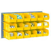 Global Industrial Wall Bin Rack Panel 36 x19 - 8 Yellow 8-1/4x14-3/4x7 Stacking Bins