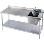 Aero Manufacturing 4TGB3096T100 16 Ga Workbench 304 Stainless Steel - Shelf & Center Sink 96 x 30